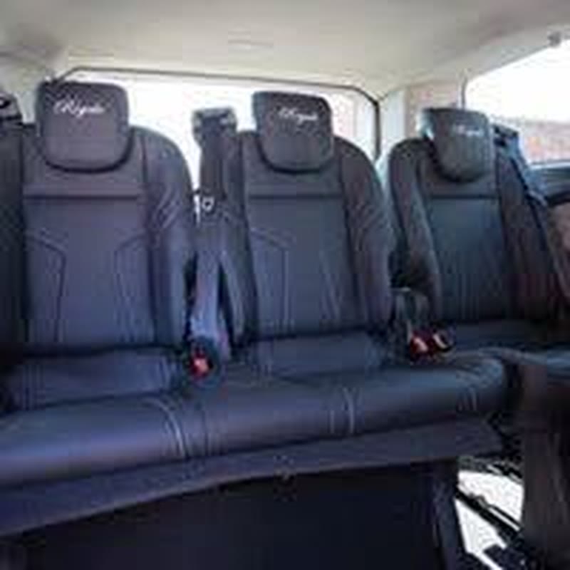 Leather seats inside an 8-seater minibus